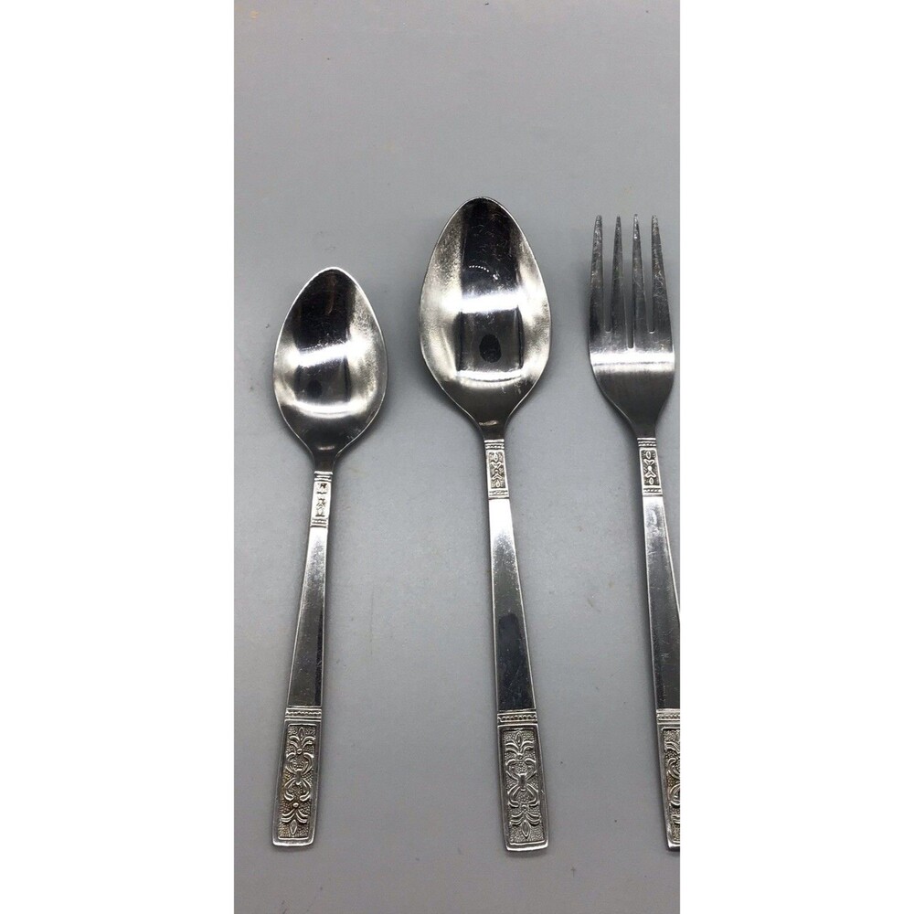 Vintage MCM Customcraft Stainless 3 Piece Flatware Teaspoon Tablespoon‎ Fork